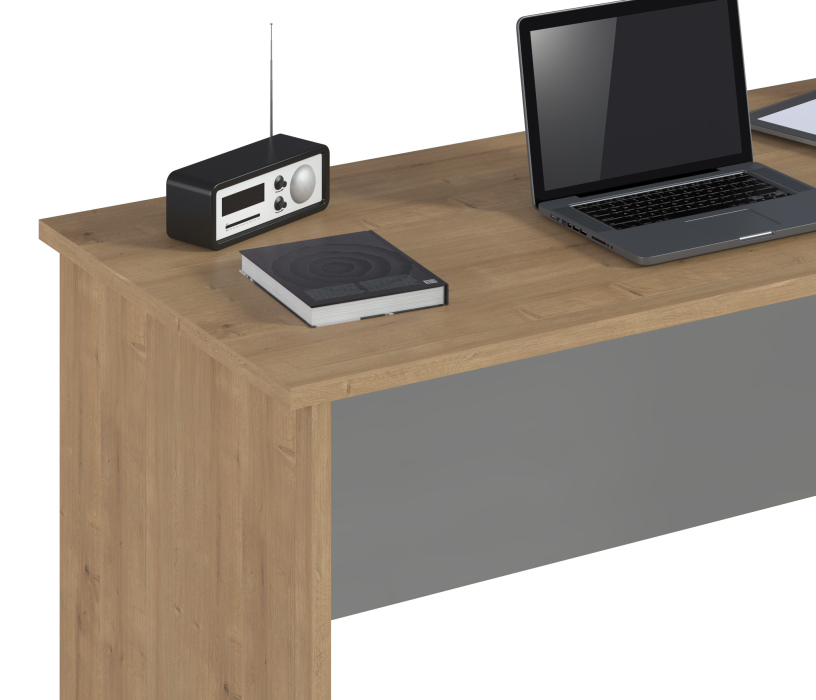 Прямые компьютерные столы, Стол Милан СБ-3268 Серый,Дуб Гамильтон