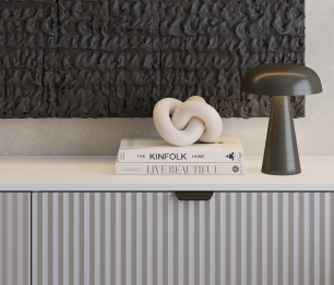 Комод Тренд СБ-3447 2 ящика, 1 дверь Белый Альпийский/МДФ Джаз Серый