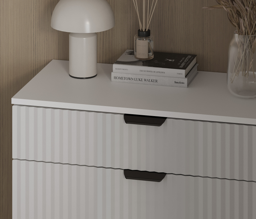 Комоды, Комод Тренд СБ-3444 4 ящика Белый Альпийский/МДФ Джаз Серый