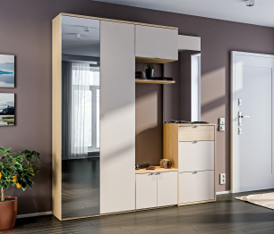 Афина комплект для прихожей с обувницей Дуб Винченца/Кашемир серый