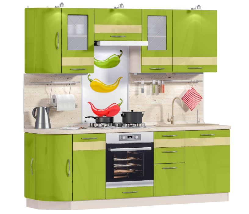 Лидеры продаж модульных кухонь, Регина Оливковый глянец 2300