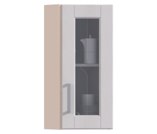 Регина РПТУ-30 Полка торцевая с витриной Песочный/Риф белоснежный