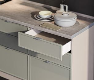 Кухонный гарнитур Регина Квадро Песочный / Латте 2,8 м