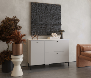 Комод Тренд СБ-3447 2 ящика, 1 дверь Белый Аьпийский/Серый Перламутровый