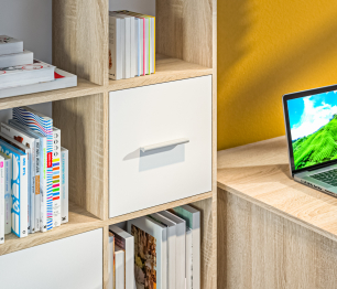 Стеллаж Мамбо СБ-3214 Дуб Сонома/Белый