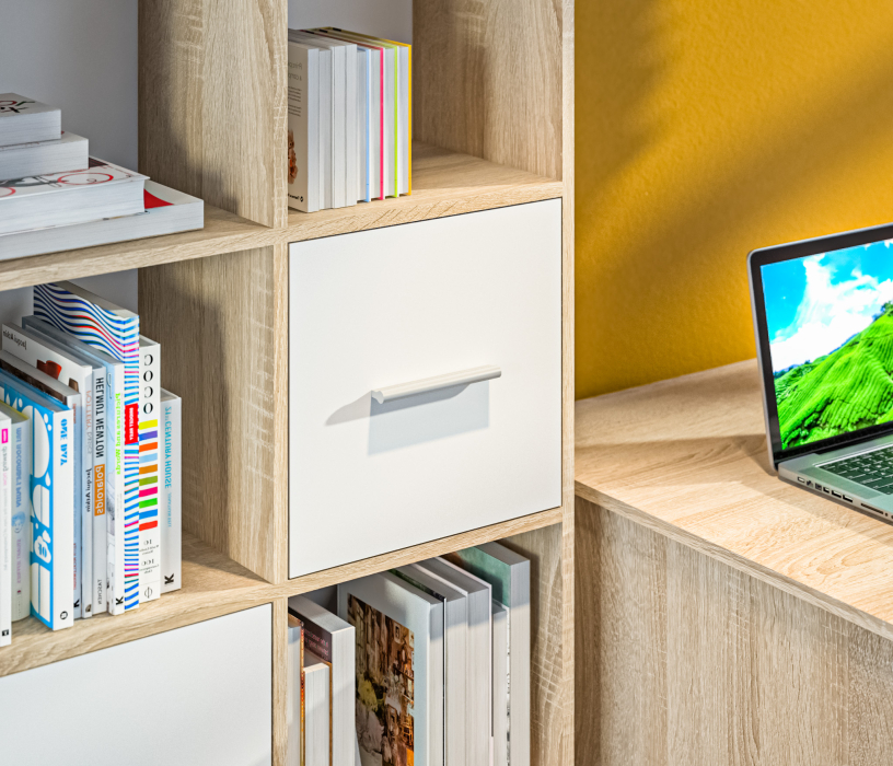 Стеллажи, Стеллаж Мамбо СБ-3214 Дуб Сонома/Белый