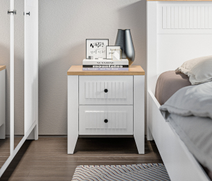 Набор для спальни Монтана Белый Альпийский,Дуб Гамильтон/МДФ Дуб Белый