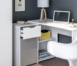 Mika / Мика домашний кабинет Белый/Серый (шкаф, стол, полка)