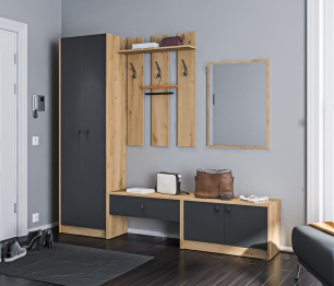 Прихожая 1 Сидней Дуб дикий/Диамант серый