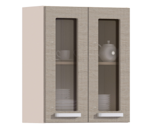 Полка с 2-мя витринами Регина Песочный Дуб Сантана Светлый  600