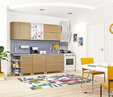 Лидеры продаж модульных кухонь, Анна 2150 Алюминий/Капучино глянец