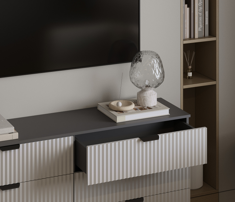 Комоды, Комод Тренд СБ-3442 6 ящиков Диамант серый/МДФ Джаз серый