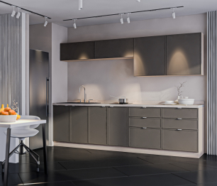 Кухонный гарнитур Регина Квадро Песочный / Базальт 2,8 м