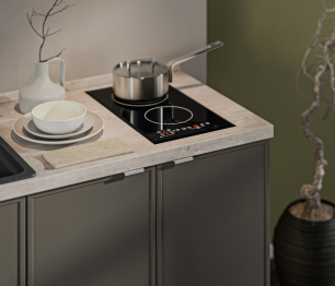 Кухонный гарнитур Регина Квадро Песочный / Базальт 1,6 м