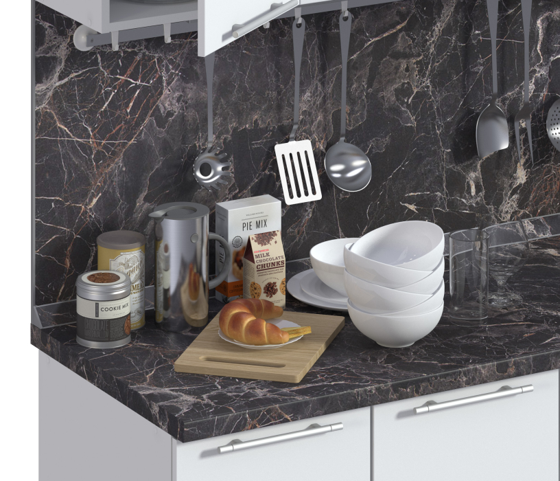 Столешницы, Столешница 38*1500*600 Мрамор марквина черный глянец 1U/3030/1 в упаковке