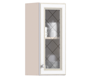 Регина РП-30 Полка с витриной Песочный/фасад Белое золото