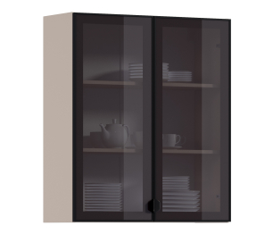 Регина РП-180 Полка Песочный/Витрина алюминий Черный матовый/стекло Бронза