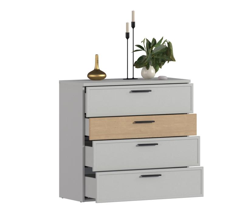 Комоды, Комод Милан СБ-3296 Серый/Дуб Гамильтон,МДФ Светло серый