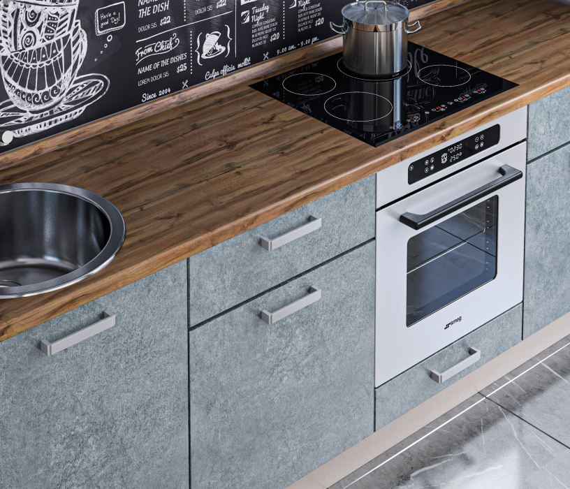 Кухонные гарнитуры, Кухонный гарнитур Анна + Регина Песочный /Белый глянец /Бетон 2,4 м