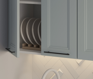 Кухонный гарнитур встроенный дух.шкаф Регина Белый/МДФ Modern Серый 2,4 м