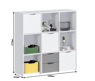 Стеллаж Mika / Мика СБ-3278 Белый/Белый,Серый