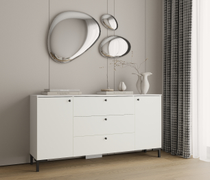 Комод Тренд СБ-3443 3 ящика, 2 двери Белый/Белла Белый Альпийский