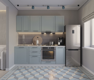 Кухонный гарнитур Регина Белый/МДФ Modern Серый 2,1 м