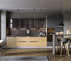 Кухонные гарнитуры, Кухня Регина песочный/Белла Дуб Винценца, черная сосна 4,2м