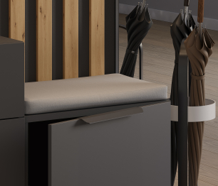 Прихожая Тренд с антресолью и рейками Диамант серый/МДФ Джаз Акация светлая