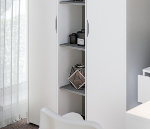 Mika / Мика домашний кабинет Белый/Серый (шкаф, стол, полка)