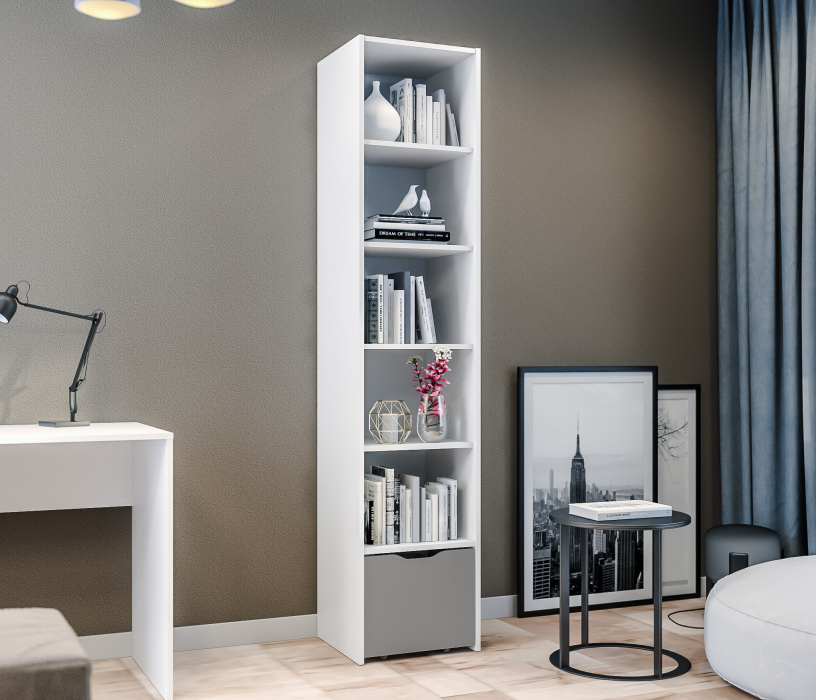 Стеллажи, Стеллаж Mika / Мика СБ-3275 Белый/Серый