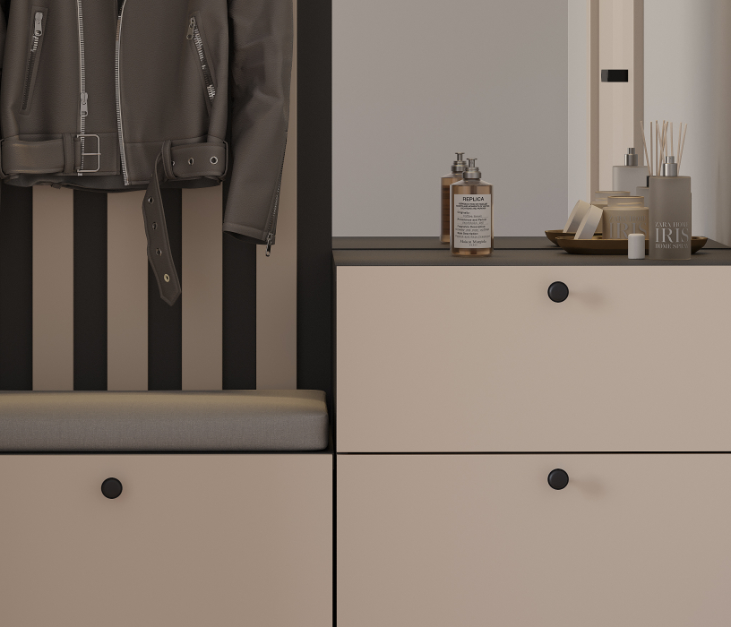 Прихожие, Прихожая Тренд с рейками Диамант серый/Белла Кашемир серый