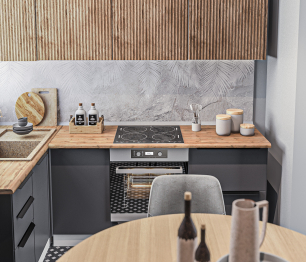 Кухонный гарнитур Регина Белый/Лофт Диамант серый, МДФ Джаз Акация светлая 2,25х1,4 м