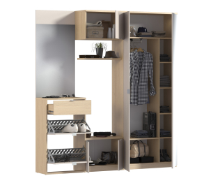 Афина комплект для прихожей с обувницей Дуб Винченца/Кашемир серый