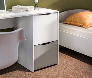 Mika / Мика детская Белый/Серый (кровать 900, стол, стеллаж, полки)