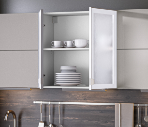 Кухня Регина Белый/МДФ Эстель Графит глянец, белый глянец 3 м