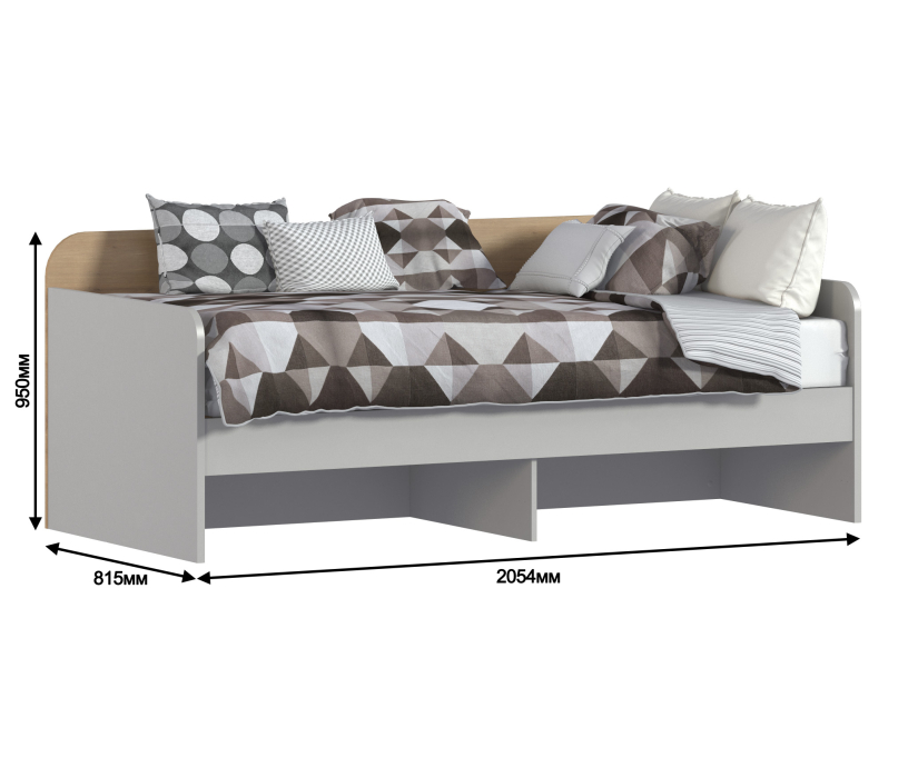 Кровати одноярусные, Кровать Милан СБ-3297 Серый,Дуб Гамильтон