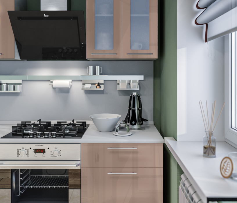 Кухонные гарнитуры, Анна Алюминий/Капучино глянец (без учета столешницы , панели) L-2000