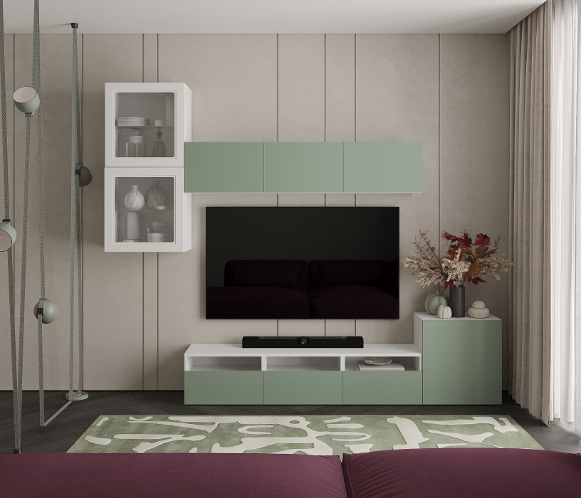 Стенки для гостиной, Гостиная Тренд Белый/Камыш