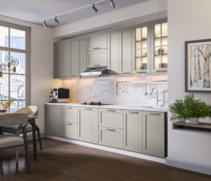 Кухонный гарнитур Регина Белый/МДФ Modern Кашемир 3,2 м