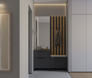 Прихожая Тренд с рейками Диамант серый