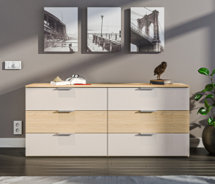 Комод Афина СБ-3325 Дуб Винченца/Дуб Винченца,Кашемир серый