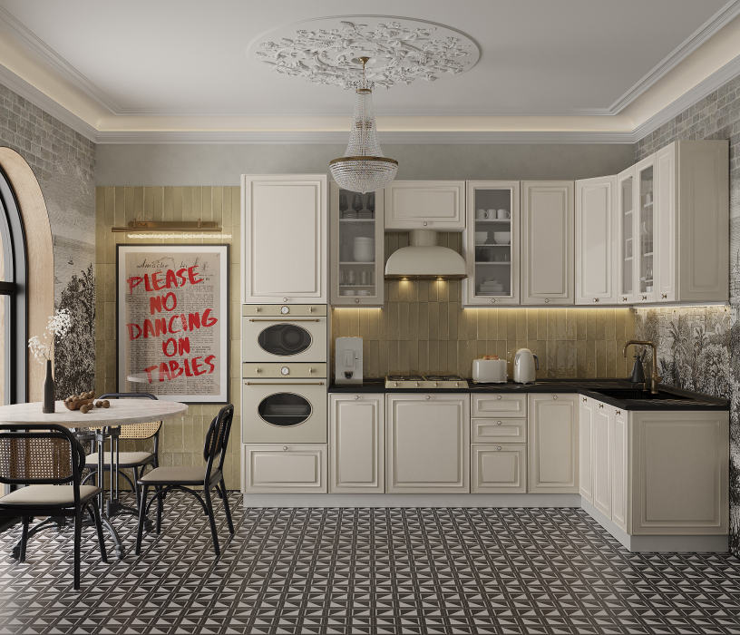 Кухонные гарнитуры, Кухонный гарнитур Регина Белый/Классика Светлый 3х1,7 м