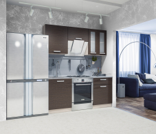 Кухонные гарнитуры, Кухонный гарнитур Регина 1,8м Дуб Сантана темный с витриной