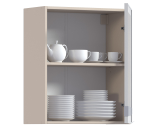 Регина РП-60 Полка Песочный/Витрина алюминий Белый глянец/стекло Сатин