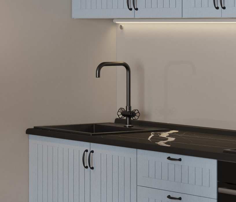 Кухонные гарнитуры, Кухонный гарнитур Регина Песочный/Голубой 3,75 м