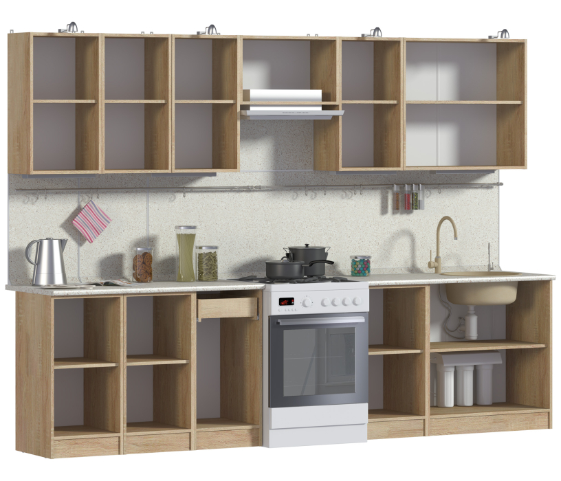 Кухонные гарнитуры, Кухня Ангелина Классик Дуб Сонома 3 м