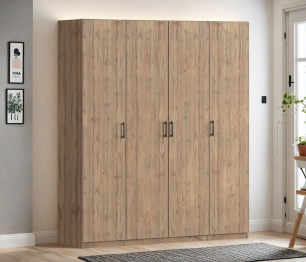 Шкаф четырехдверный Макс 2000 мм, вариант №4 (ЛДСП, корпус дуб вотан)