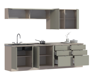 Кухонный гарнитур Регина Квадро Песочный / Латте 2,8 м