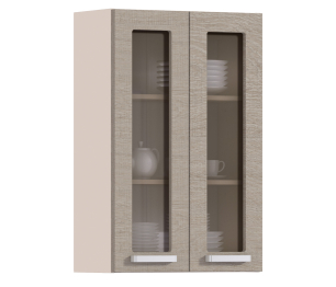 Полка с 2-мя витринами Регина 926 Песочный Дуб Сантана Светлый  600